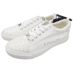 Bebe Girls Youth Low Top Sneaker White Glitter Toe 4